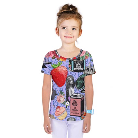 Vintage Girls Floral Collage Kids  One Piece Tee by snowwhitegirl