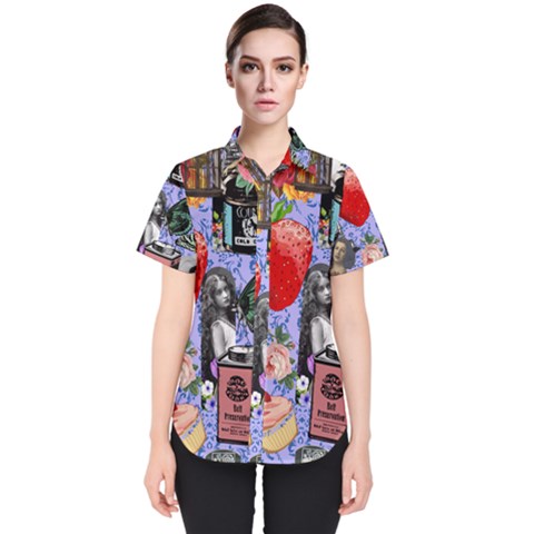 Vintage Girls Floral Collage Women s Short Sleeve Shirt by snowwhitegirl