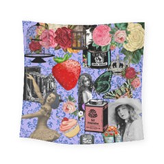 Vintage Girls Floral Collage Square Tapestry (small) by snowwhitegirl