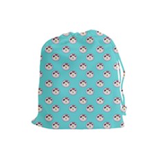 English Breakfast Aqua Drawstring Pouch (large) by snowwhitegirl