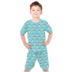 English Breakfast Aqua Kids  Tee And Shorts Set by snowwhitegirl