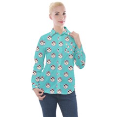 English Breakfast Aqua Women s Long Sleeve Pocket Shirt