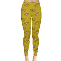 Zodiac Bat Pink Yellow Leggings  by snowwhitegirl