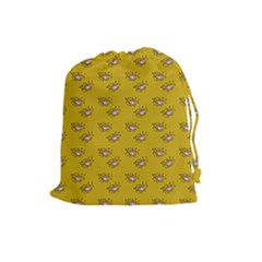 Zodiac Bat Pink Yellow Drawstring Pouch (large) by snowwhitegirl