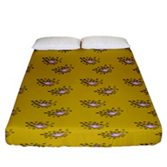 Zodiac Bat Pink Yellow Fitted Sheet (king Size) by snowwhitegirl