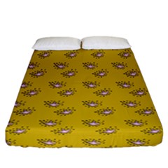 Zodiac Bat Pink Yellow Fitted Sheet (california King Size) by snowwhitegirl