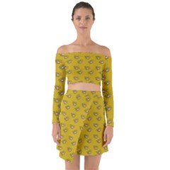 Zodiac Bat Pink Yellow Off Shoulder Top With Skirt Set by snowwhitegirl