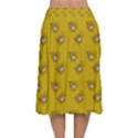 Zodiac Bat Pink Yellow Velvet Flared Midi Skirt View2