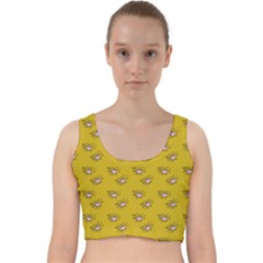 Zodiac Bat Pink Yellow Velvet Racer Back Crop Top by snowwhitegirl