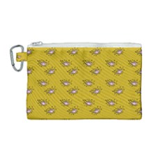 Zodiac Bat Pink Yellow Canvas Cosmetic Bag (medium)