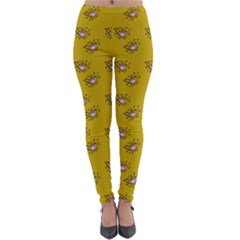 Zodiac Bat Pink Yellow Lightweight Velour Leggings by snowwhitegirl