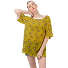 Zodiac Bat Pink Yellow Oversized Chiffon Top