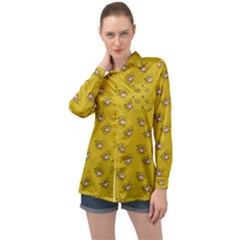 Zodiac Bat Pink Yellow Long Sleeve Satin Shirt