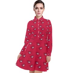 Zodiac Bat Pink Red Long Sleeve Chiffon Shirt Dress