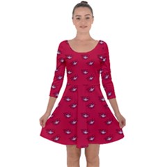 Zodiac Bat Pink Red Quarter Sleeve Skater Dress by snowwhitegirl