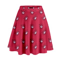 Zodiac Bat Pink Red High Waist Skirt by snowwhitegirl