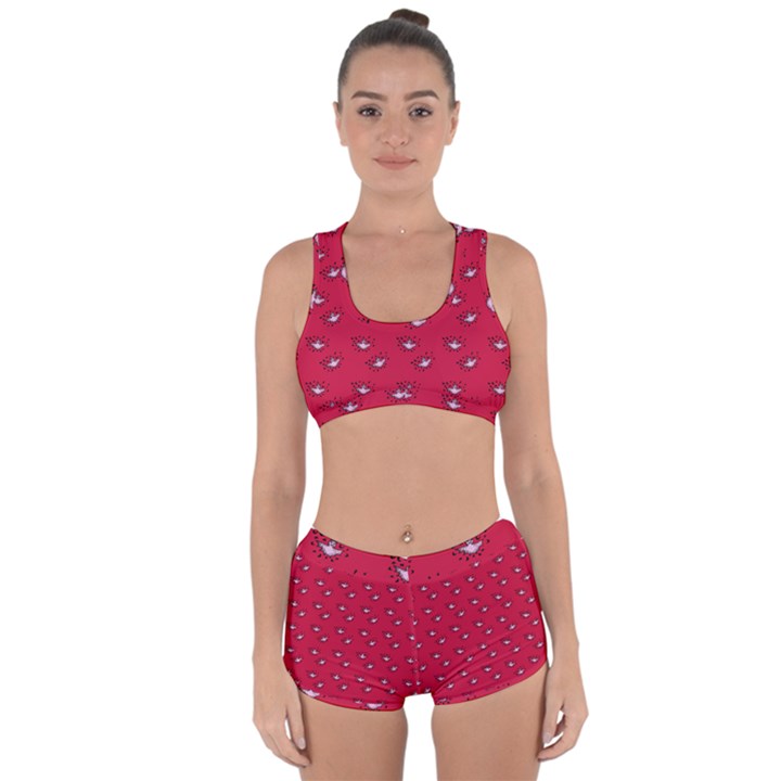 Zodiac Bat Pink Red Racerback Boyleg Bikini Set