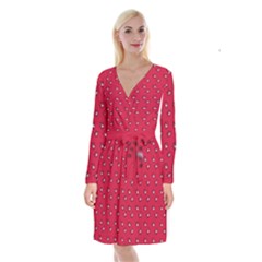 Zodiac Bat Pink Red Long Sleeve Velvet Front Wrap Dress by snowwhitegirl