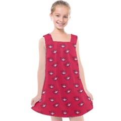 Zodiac Bat Pink Red Kids  Cross Back Dress by snowwhitegirl