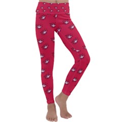 Zodiac Bat Pink Red Kids  Lightweight Velour Classic Yoga Leggings by snowwhitegirl