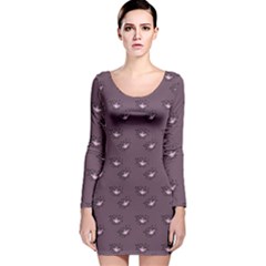 Zodiac Bat Pink Grey Long Sleeve Velvet Bodycon Dress by snowwhitegirl