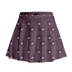 Zodiac Bat Pink Grey Mini Flare Skirt by snowwhitegirl