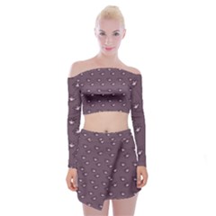 Zodiac Bat Pink Grey Off Shoulder Top With Mini Skirt Set by snowwhitegirl