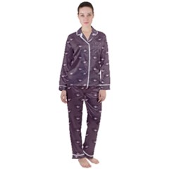 Zodiac Bat Pink Grey Satin Long Sleeve Pyjamas Set