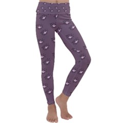 Zodiac Bat Pink Grey Kids  Lightweight Velour Classic Yoga Leggings by snowwhitegirl