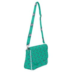 Zodiac Bat Pink Teal Shoulder Bag With Back Zipper