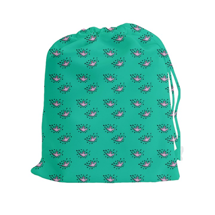 Zodiac Bat Pink Teal Drawstring Pouch (XXL)