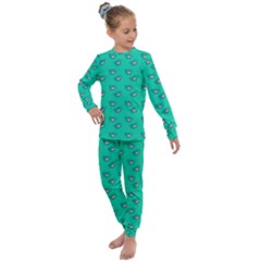 Zodiac Bat Pink Teal Kids  Long Sleeve Set  by snowwhitegirl