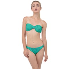 Zodiac Bat Pink Teal Classic Bandeau Bikini Set by snowwhitegirl