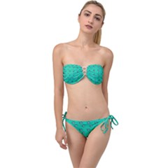 Zodiac Bat Pink Teal Twist Bandeau Bikini Set by snowwhitegirl