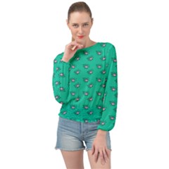 Zodiac Bat Pink Teal Banded Bottom Chiffon Top