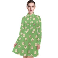 Happy Toast Green Long Sleeve Chiffon Shirt Dress