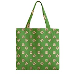 Happy Toast Green Zipper Grocery Tote Bag