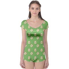 Happy Toast Green Boyleg Leotard 