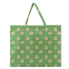 Happy Toast Green Zipper Large Tote Bag by snowwhitegirl