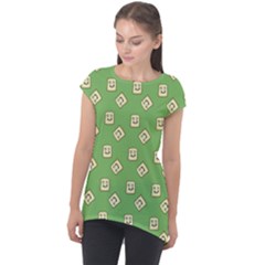 Happy Toast Green Cap Sleeve High Low Top