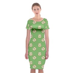 Happy Toast Green Classic Short Sleeve Midi Dress