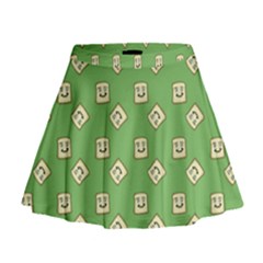 Happy Toast Green Mini Flare Skirt