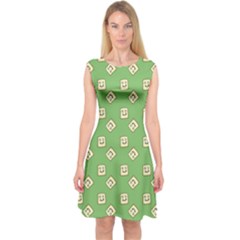 Happy Toast Green Capsleeve Midi Dress