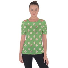 Happy Toast Green Shoulder Cut Out Short Sleeve Top