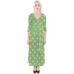 Happy Toast Green Quarter Sleeve Wrap Maxi Dress