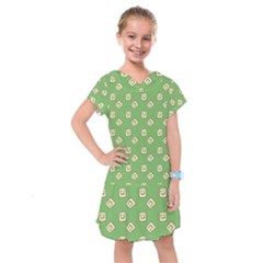 Happy Toast Green Kids  Drop Waist Dress