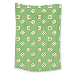 Happy Toast Green Large Tapestry by snowwhitegirl