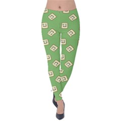 Happy Toast Green Velvet Leggings