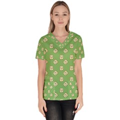 Happy Toast Green Women s V-Neck Scrub Top