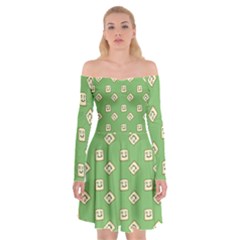 Happy Toast Green Off Shoulder Skater Dress